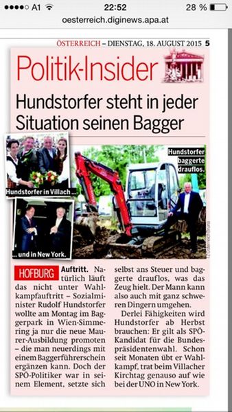 Sozialminister Hundstorfer im Baggerpark
